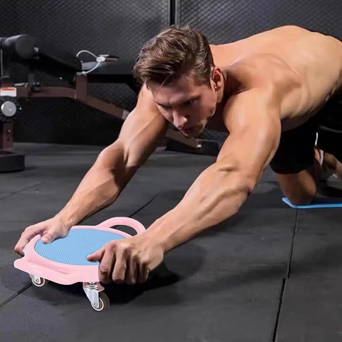 360掳 Rotating Ab Roller Wheel Portable Exercise Board with Mat for Home Workout