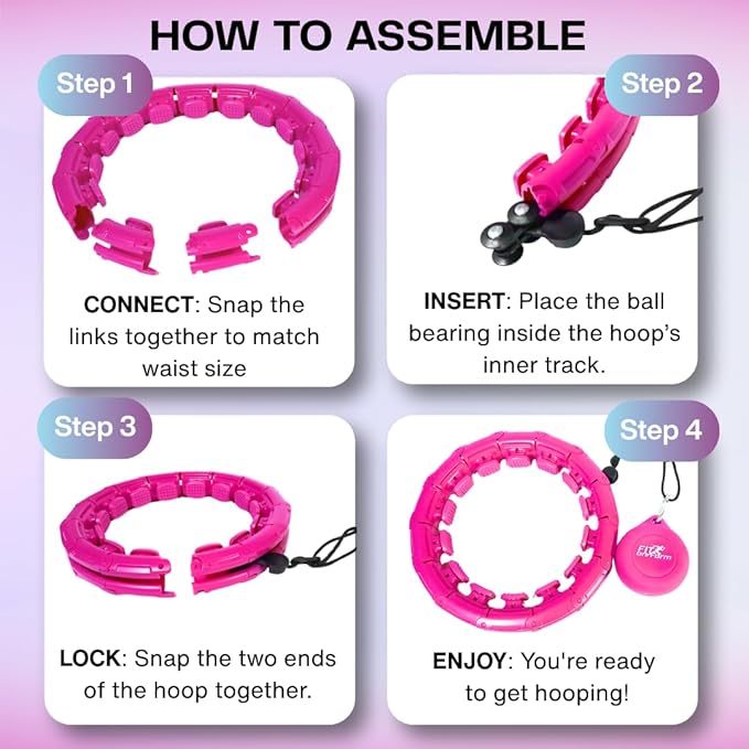 FIT ON FORM Infinity Weighted Hula Hoop for Adults Weight Loss, Smart Exercise Hola Circle Hoop for Women Abs Workout