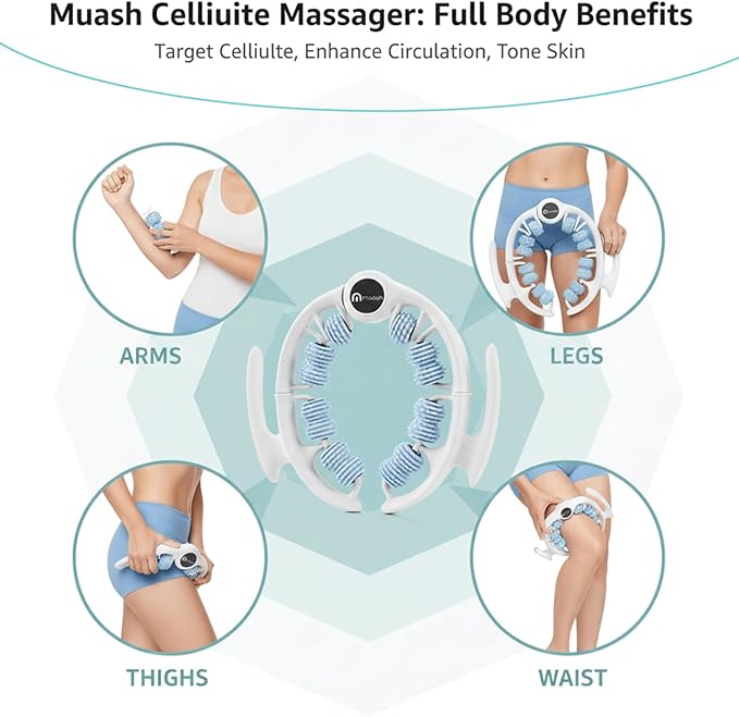 Anti-Cellulite Massage Roller for Legs & Body – Cellulite Roller & Cellulite Massage Tool with Deep Tissue Fascia Rolling for Lymphatic Drainage, Thighs & Buttocks (Blue)