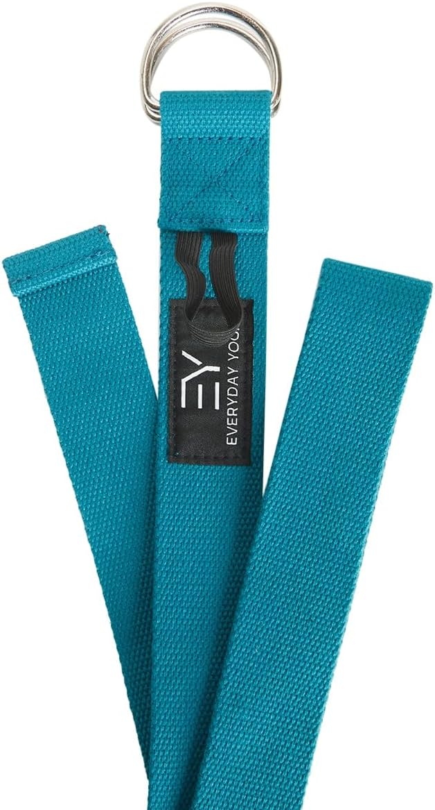 Everyday Yoga Strap with Metal D-Ring - Durable Stretching Strap for Yoga, Pilates, Flexibility & Physical Therapy (6ft, 8ft, 10ft)