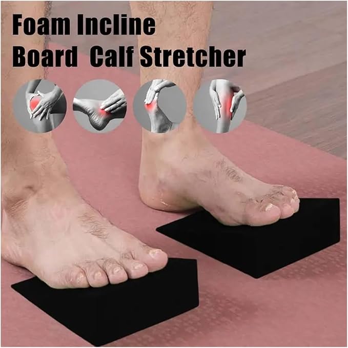 Yoga Foam Wedge Slanting Board EVA Foam Stretch Slant Boards Yoga Block Calf Extender Foot Stretcher(28x25x9cm 1 Pair)