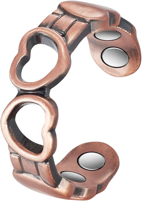 Copper Rings for Women, Pure Copper Adjustable Magnetic Ring （FUTI）
