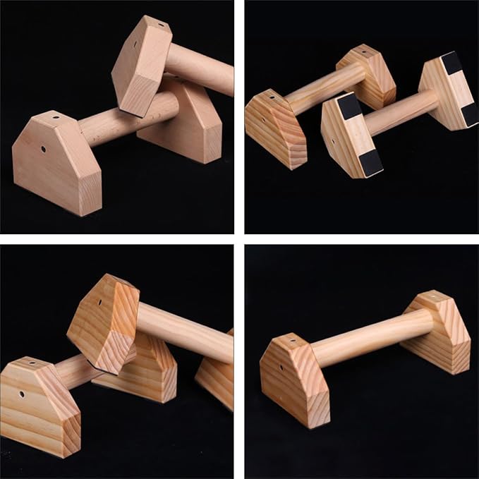 Milisten Pine Wood Push-up Stands 30cm Pair, Home Arm Exercise Push-up Bars Trainer for Indoor Strength Training and Muscle Fitness Equipment