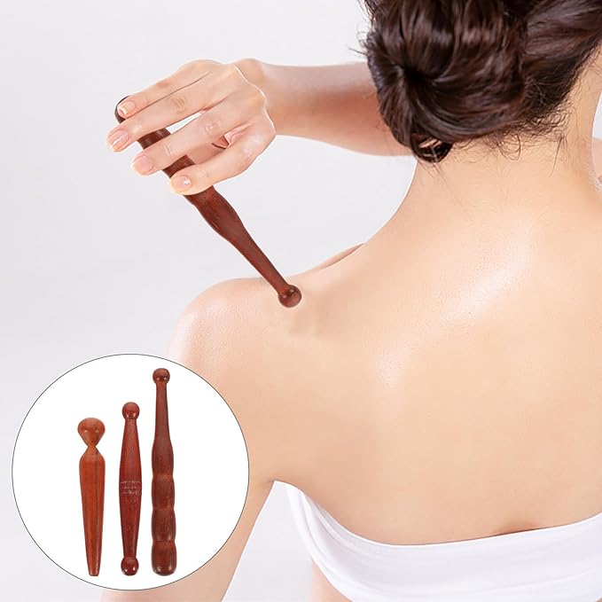 HEALLILY Foot Massage Stick 3 Pack, Wooden Reflexology Tools for Plantar Fasciitis Relief, Handheld Acupressure Wand Set for Deep Tissue Muscle Tension and Circulation, Thai Manual Aids