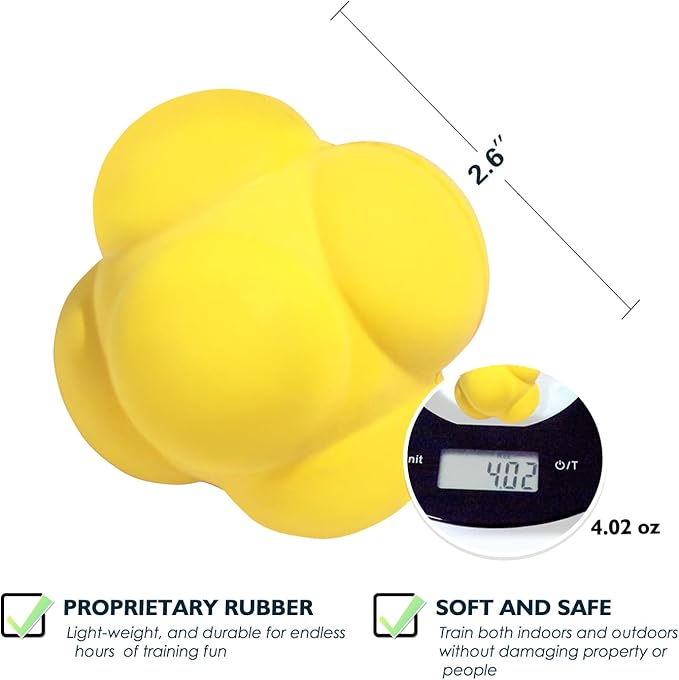 GSE Games & Sports Expert Sports Reaction Balls, Reactivity Ball for Field Training, Agility Trainer for Baseball, Rubber Bounce Balls for Hand-Eye Coordination & Speed Reflex Training