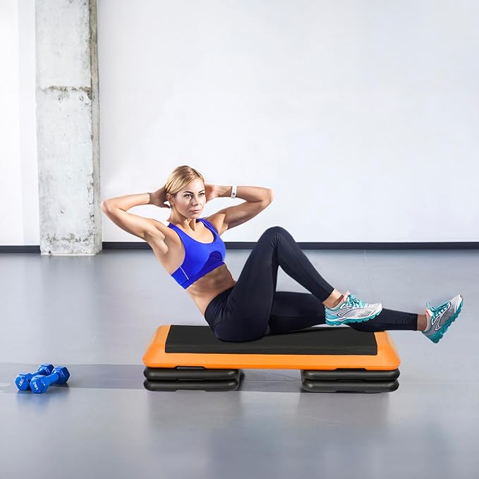 ZenStyle 43" Adjustable Aerobic Stepper Bench with 4/6/8 Inch Risers, Non-Slip Surface for Cardio, Strength Training & Home Fitness Workout