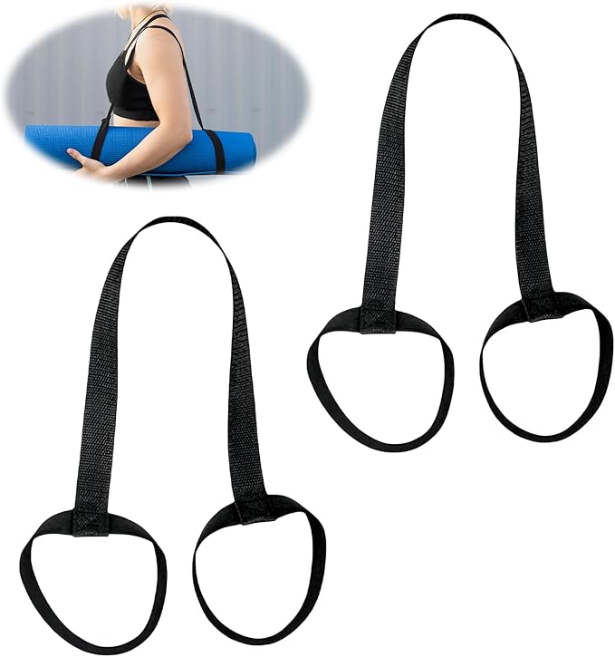 2-Pack Black Yoga Mat Carrier Strap, Adjustable Yoga Mat Carrier & Sling,Easy to Carry and Does Not Take up Space - For Storage, Carrying & Stretching Daily use
