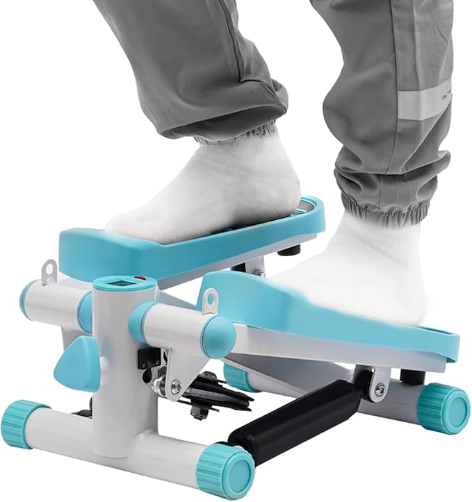 Portable Fitness Stepper, Mini Stair Stepper Adjustable Resistance Exercise Stepper with LED Screen & Two Resistance Bands for Weight Loss, Shaping, Daily Exercise at Home, Apartment