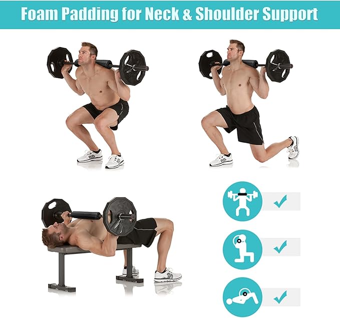 Barbell Pad, Foam Sponge Pad Strength Training Equipment Attachments Foam Sponge Provides Cushion to Neck Shoulders