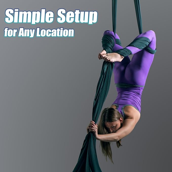 Aerial Silks Kit & Aerial Yoga Hammock - 11Yd Premium Fabric with Hardware - Easy Setup for Flying Yoga, Aerial Swing & Fitness - Supports Up to 14ft Rigging