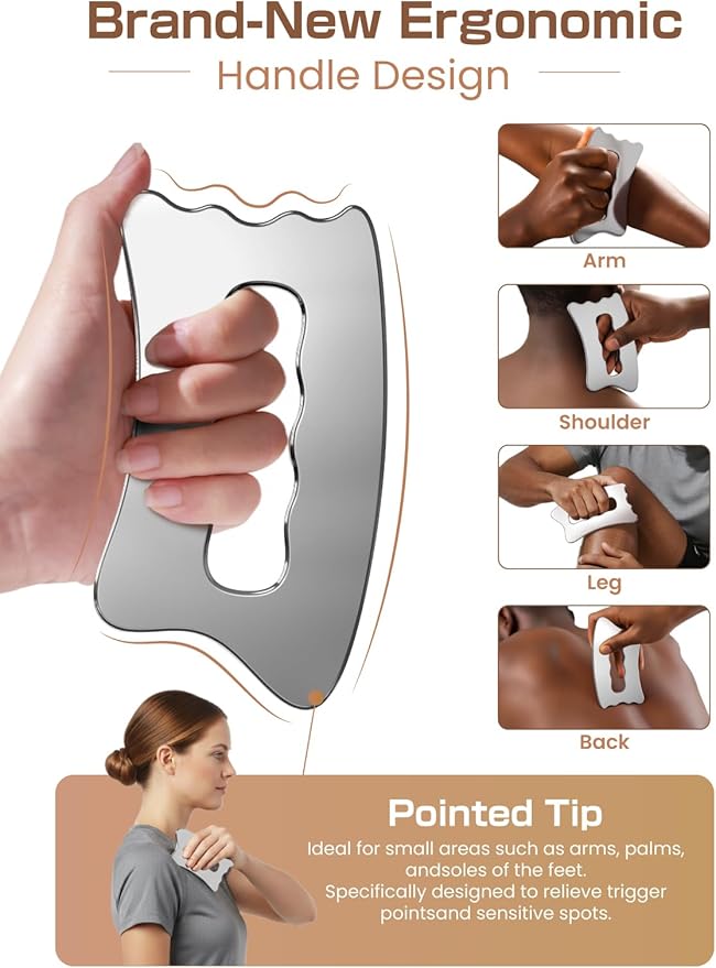 Muscle Scraper Tool, Stainless Steel Scraping Tool Physical Therapy, Guasha Tool for Body, Myofascial Release Tool, Massage Scraper Tool for Deep Tissue