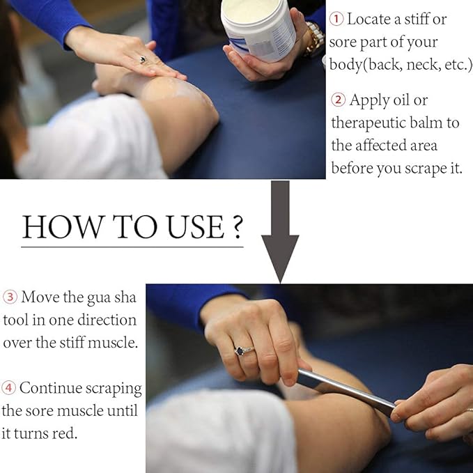 Gua Sha Massage Tools - Stainless Steel Scraping Tool for Scar Tissue and Soft Tissue Treatment