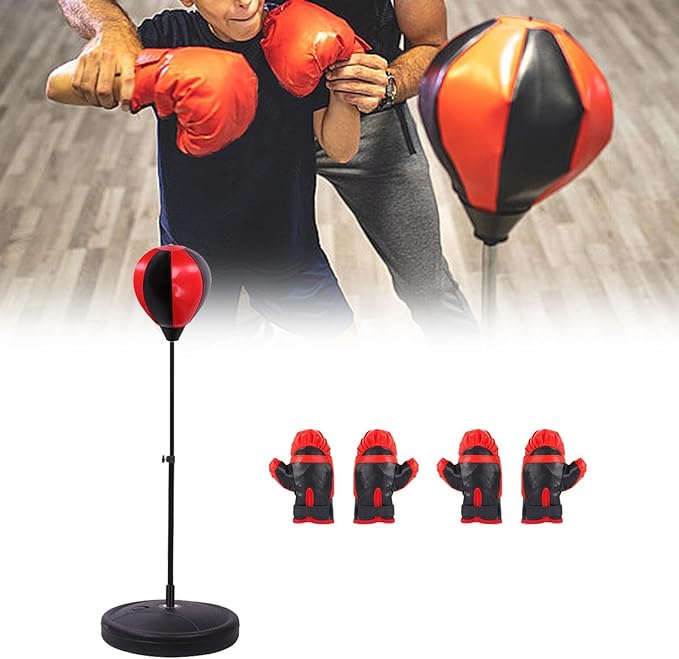 Boxing Reaction Ball Boxing Speed Bag Adjustable Gifts Freestanding Toys with Stand for Kids for MMA, Exercise, Boys Girls, 109cm