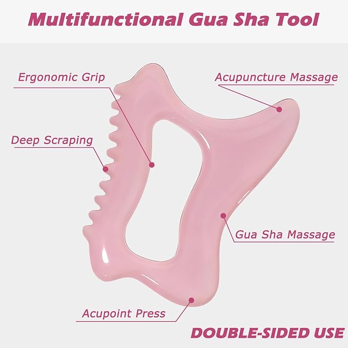 Body Gua Sha Tool for Cellulite Remover Muscle Pain Relief, Lymphatic Drainage Massager for Body Shaping, Deep Tissue, Gifts for Women Pink
