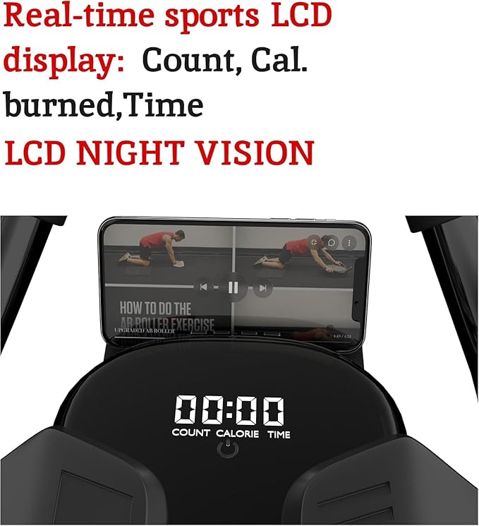 2026 First Ever Calorie Counting Ab Roller High-Performance Abdominal Exercise Machine with Automatic Rebound, Multi-layered Anti-Slip Design & Versatile Exercise Bands
