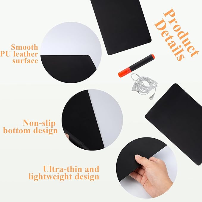 Grounding Mat for Feet, Earthing Grounding Mat for Bed, Pain Relief Earth Connection Therapy for Better Sleep, Meditation, Office, Yoga Grounding Pad with Tester Pen & Cord