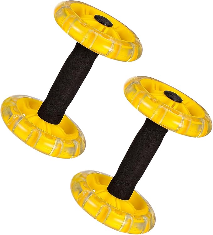Twin-wheel Ab Roller Fitness Device for Core Strength, Yellow Abdominal Exercise Wheel for Weight Loss and Home Workout