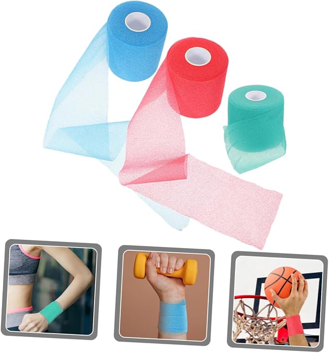 3 Rolls of Elastic Sports Tape Breathable Athletic Wraps for Joint Protection Sponge Padding for Shock Absorption for Football Badminton and Outdoor Training