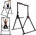Foldable Pull Up Bar Stand, Pull Up Dip Station Adjustable Multifunction Workout Exercise Rack for Home Gym, Strength Training Equipment-440LBS Capacity
