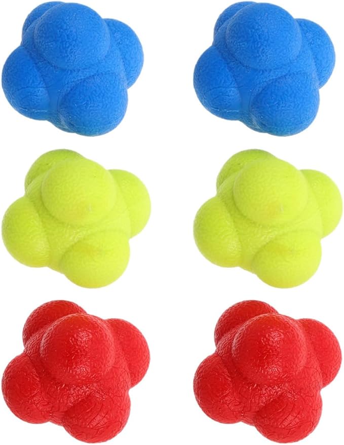 STOBAZA 6pcs Hexagon Reflex Agility Balls 5.5cm Reaction Speed Training Tool for Hand Eye Coordination Sports Reaction Training Basketball Tennis Fitness