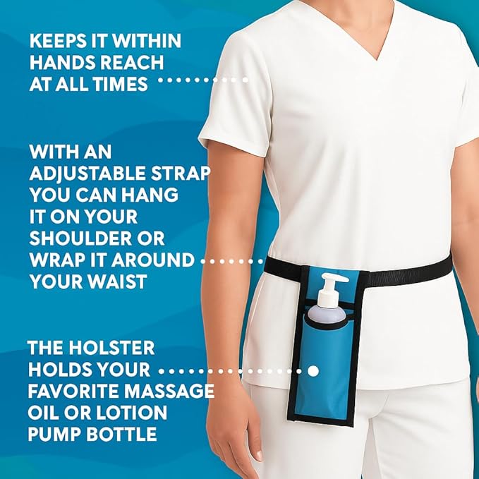 Royal Massage Oil Bottle Holster with Adjustable Strap – Hands-Free Waist or Shoulder Pouch for Therapists – Fits Most Pump Bottles – 8 Color Options - Bottle Not Included (Gray)