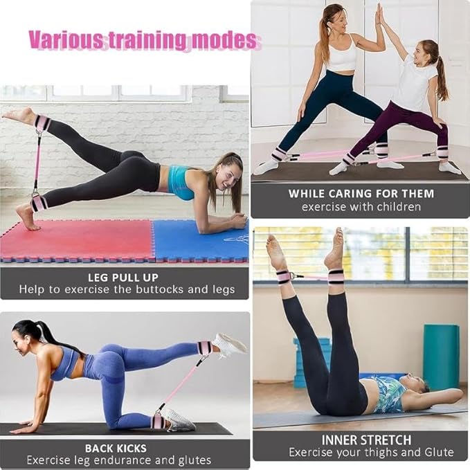 Resistance Bands, 5-Pack Ankle Band Set for Leg and Hip Training – TPE Material Band for Women Men, with Comfortable Grip, Ideal for Home Workouts, Exercise Equipment,Yoga Gym Fitness, Adjustable