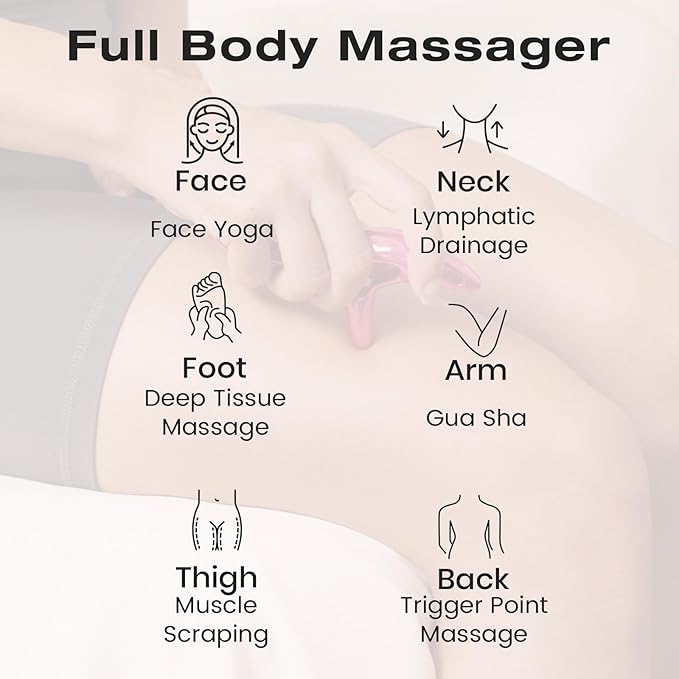lifechill Trigger Point Massage Tool for Pain Relief Deep Tissue, Gua Sha & Muscle Scraper Tool for Full Body, Thumb Saver Acupressure Tool Relieve Muscle Knots (Rose Red)