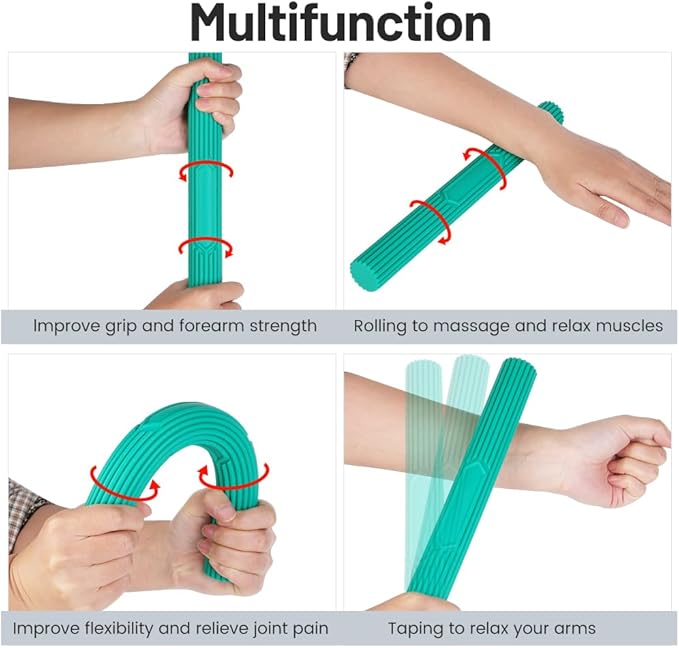 Inspack Flex Tennis Elbow Therapy Bar, Flexbar Treatment, Grip Strength Trainer, Therabars Flex Bars Physical Tendonitis, Wrist, Pain Relief, Forearm Strengthener Hand Exercise, Resistance Twist 25lb 15lb 10lb