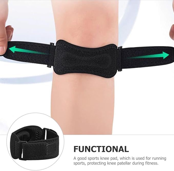 VANZACK Adjustable Patellar Knee Strap with Breathable Silicone Pads, Dual-Side Support Knee Brace for Relief and Sports Protection, Black, Unisex Joint Wrap for Running and Exercise