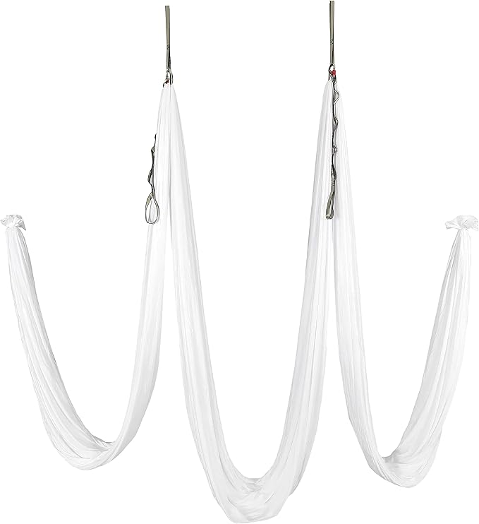 Kojem Aerial Silk Fabric Yoga Swing Kit For Fitness Yoga Inversions Flexibility Core Strength Dance White Nylon Fabric 6.6/13.1 Yards