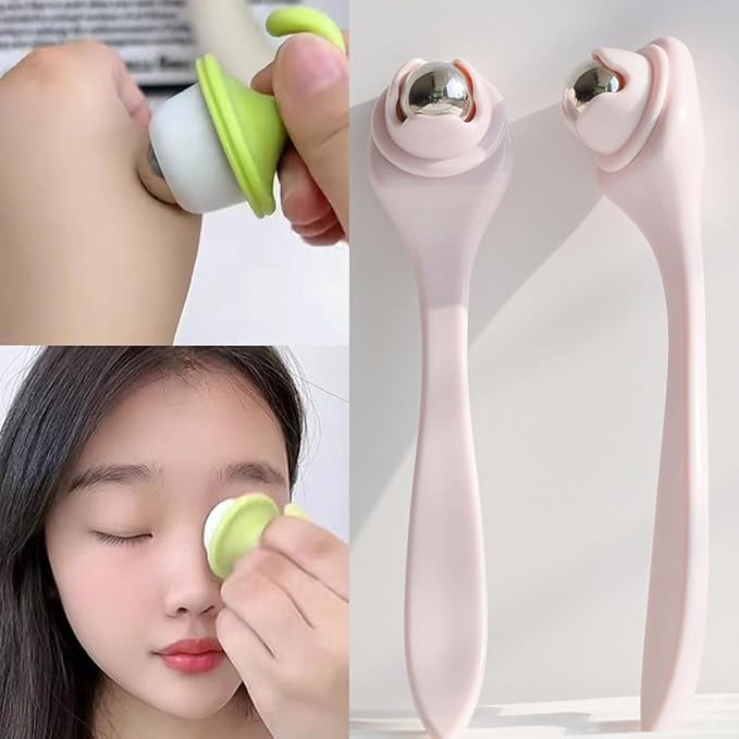 2 Pack Eye Cream Applicator Wand Stick Small Face Roller Eye Serum Applicator Massager Eyes Care Stick Cooling Therapy Ice Globes for Facial Moisturizer Under Eyes Brightener Reduce Puffiness