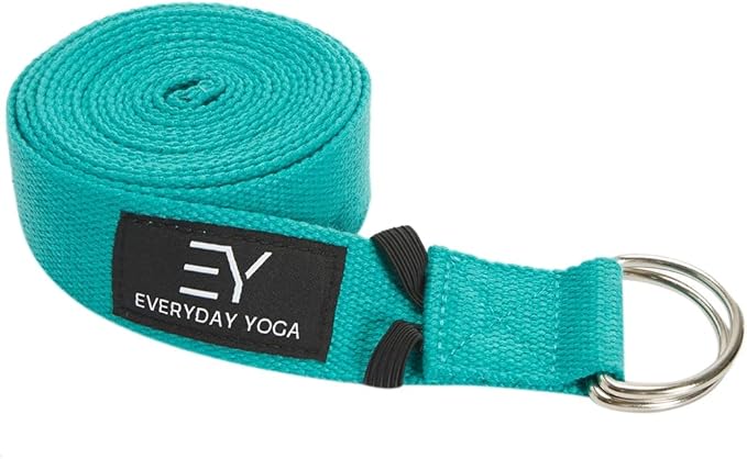 Everyday Yoga Strap with Metal D-Ring - Durable Stretching Strap for Yoga, Pilates, Flexibility & Physical Therapy (6ft, 8ft, 10ft)