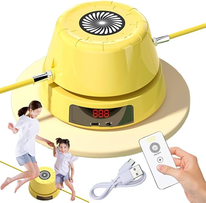 Hyperhop Auto Jump Trainer, Automatic Jump Rope Machine, Ropeless Skipping Rope with Remote Control & Digital Counter, 10-Speed Adjustable, USB Rechargeable
