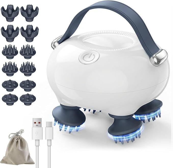 Scalp Massager, Head Massager Scalp with Tangle-Resistant Design, Portable Head Massager, Hair Massagers with 12 Massage Heads, 3 Modes, Mothers Day Gifts, Father's Day Gifts for Mom, Dad