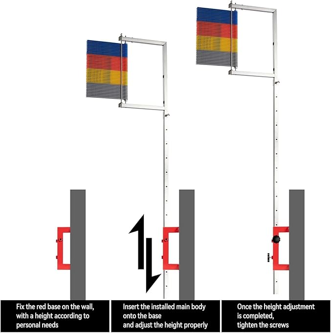 Jump Training Equipment, Wall-Mounted Vertical Jump Measurement Tool, 3.9-11.5Ft Adjustable Jumping Trainers, Jump Tester, Vertical Jump Measurement Tool, Training Aid Jump Pole(Yellow, ABS)