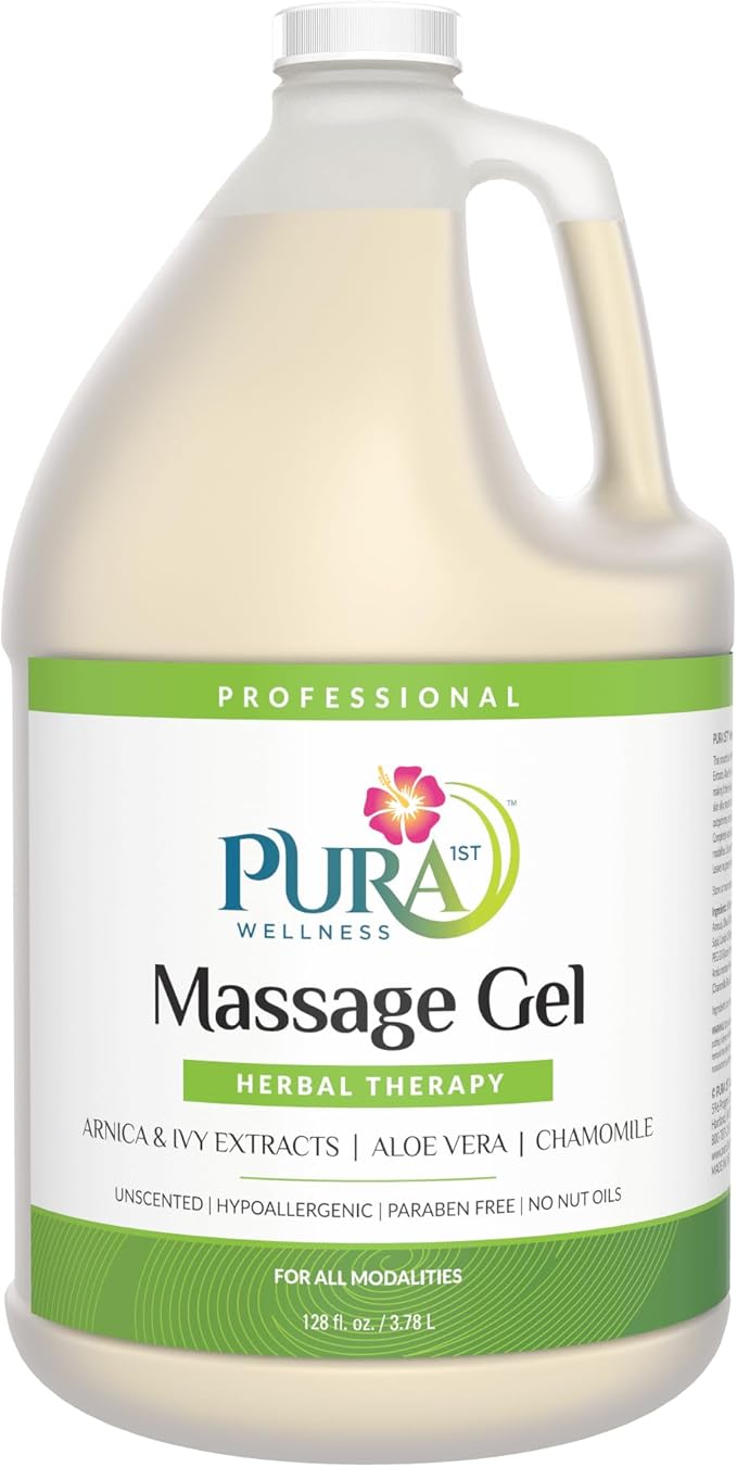 Herbal Therapy 1 Gallon Massage Gel, Aloe Vera, Professional, Massage Therapy, Deep Tissue, Unscented, Hypoallergenic, Natural Ingredients, Skin Hydrating, Moisturizing, Muscle Relief