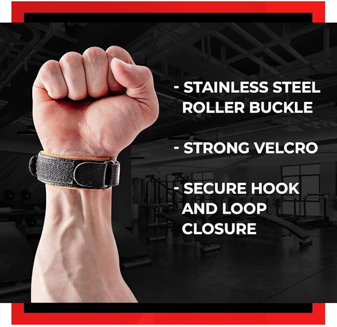 WARM BODY COLD MIND Leather Wrist Wraps for Weightlifting, Powerlifting, Gym – Wrist Support for Men & Women – Heavy Duty Wrist Straps for Strength Training (PRO Black, L)