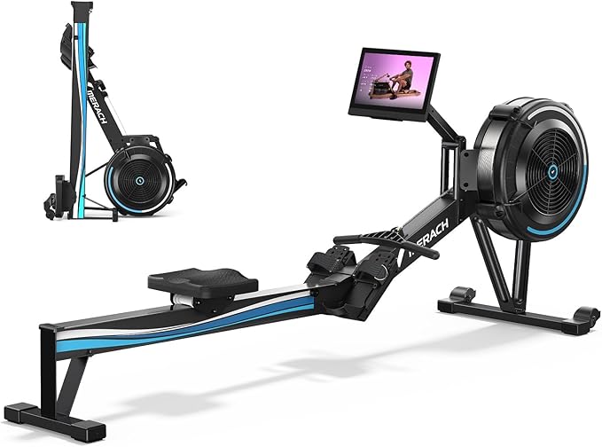 MERACH Rowing Machines for Home, Adjustable Air Resistance Professional Indoor Rowing Machine, Ergonomic Comfort Seat, Performance Monitor and Device Holder, Easy Storage