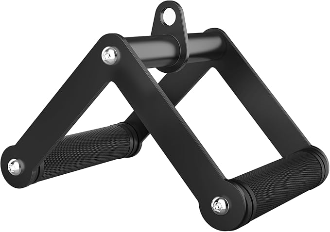 Double D Row Handle Cable Attachment, Non-Slip Rubber Grip V Bar for Gym Cable Machine, Heavy Duty Row Handle for Back Training