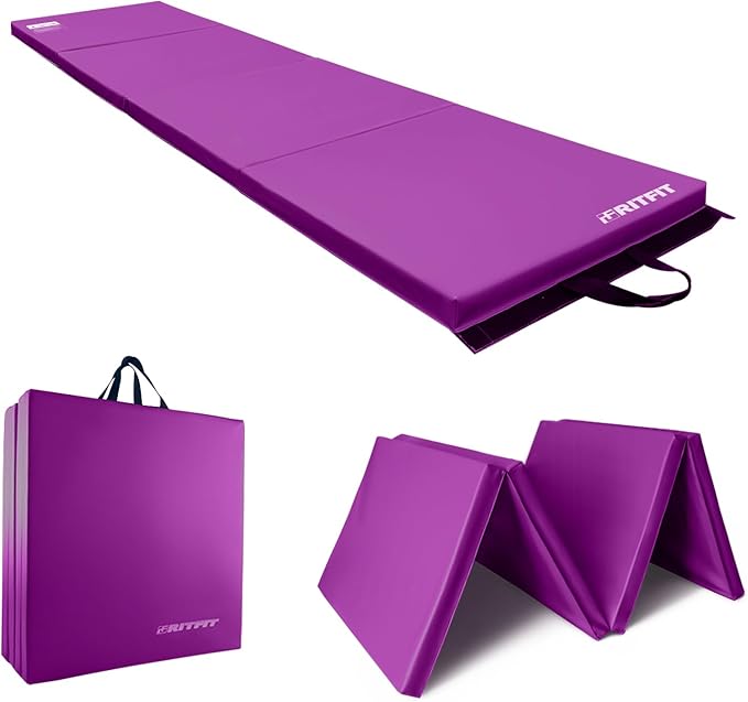 RitFit Upgraded Folding Exercise Mat, 2 Inch Thick Gymnastics Mat 3’x6’,4’x8’,4x10’,2'x8' with Carrying Handles for Yoga, MMA, Stretching, Core Workouts and Home Gym Protective Flooring