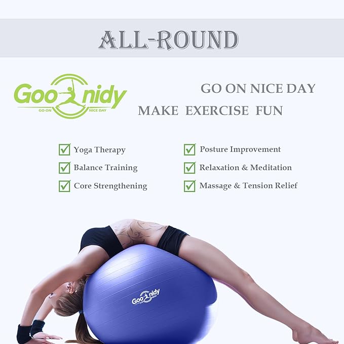 Soft Exercise Ball, Anti-Burst Pilates Yoga Ball Chair Supports 2200lb, Workout Equipment w/ Pump for Women Pregnancy, Medicine, Birthing, Physical Therapy, Stability, Excersing, Birth, Swiss, Fitness