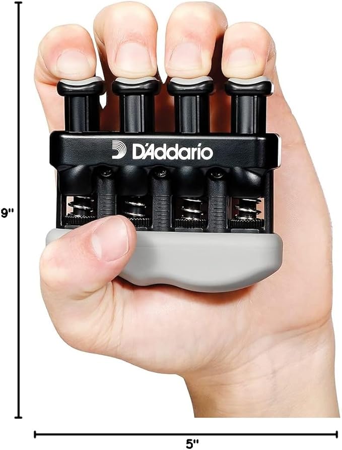D'Addario Varigrip Finger Strengthener with Fiddilink - Finger Exerciser & Guitar Trainer with Simulated Strings for Callus Building - Strengthening & Coordination Tool for Guitar Players