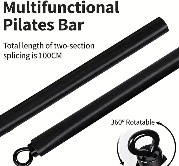 Pilates Bar Resistance Bar, Portable Steel Body Sculpting Stick for Home Yoga & Workout, Adjustable 2 or 3 Section Tension Rods for Strength Training