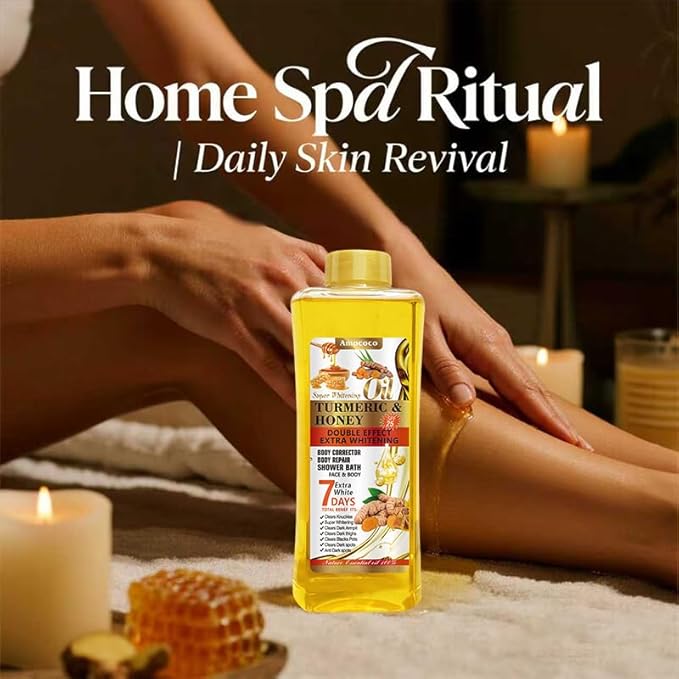 Turmeric & Honey Body Oil, Deep Moisturizing Treatment with Sweet Almond Oil, Vitamin E, and Collagen (8.45 fl oz)