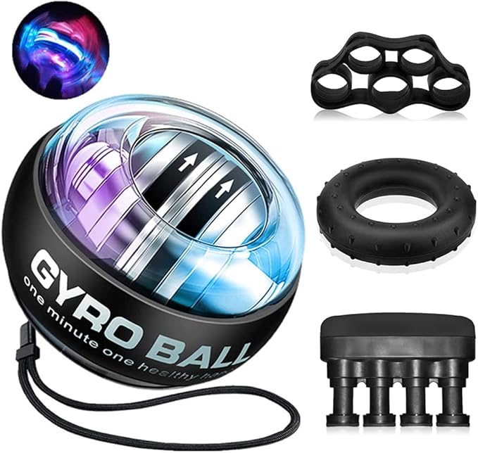 Hand Grip Strength Trainer Kits 4 Pack, Hand gripper strengthener, Forearm strengthener, Wrist Strengthener, Finger Exerciser,Hand Gripper, Gyroball Gyro Ball,Strength Trainer for Athletes, Pianists