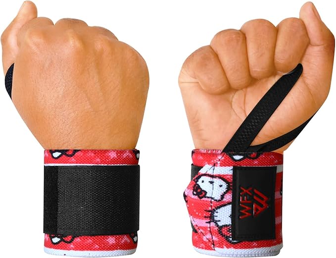 Gym Wrist Wraps Fitness Workout Training Heavy Weight Lifting Wrist Straps Support Thumb Loops Adjustable Pair Brace Strong Grip Powerlifting Bodybuilding