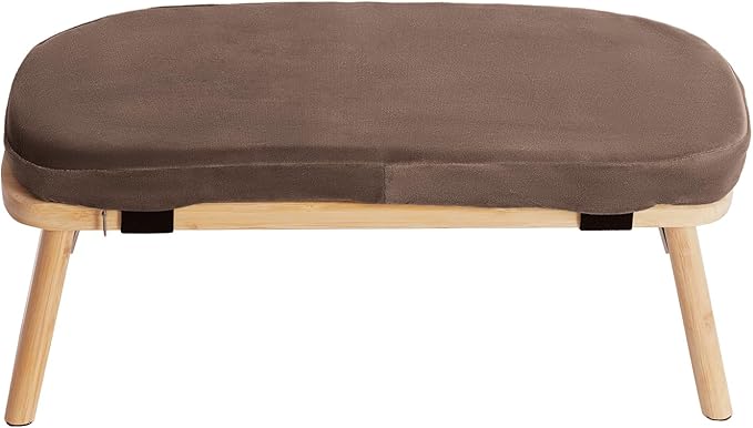 Foldable Meditation Bench with Cushion,Bamboo Meditation Stool,Portable Kneeling Stool,Prayer Bench,Brown,Wood Color