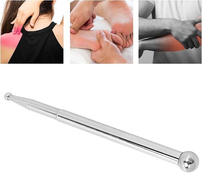 Agatige Acupuncture Pens, Stainless Steel Deep Tissue Massage Tool 13cm to 18cm Telescopic Manual Acupuncture Massage Pen for Full Body Meridian Pain Relief