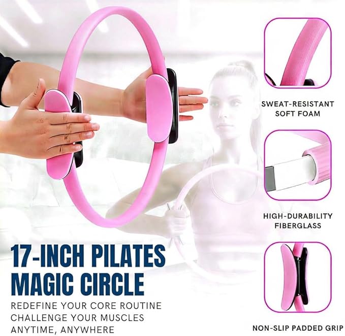 Pilates Kit for Women 17-in-1, Home Workout Set with 14" Pilates Ring and Ball, Resistance Bands, Stretch Strap, Yoga Ring & Accessories, Full Body Fitness Equipment