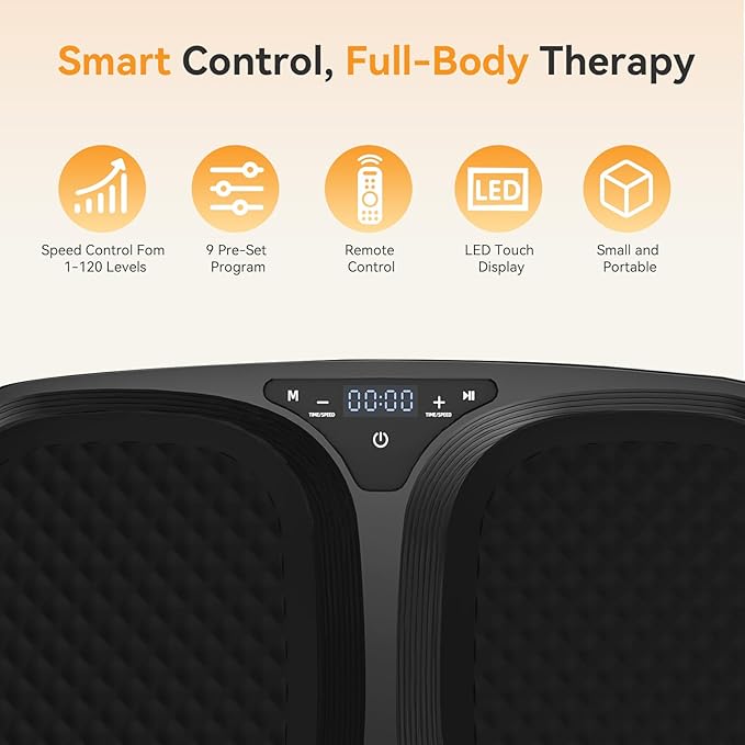 NEWBULIG Vibration Plate, Whole Body Workout Vibrating Platform with LED Touch Screen & Pull Ropes for Weight Loss & Muscle Toning, Home Gym Fitness Equipment with Remote Control for Women Men, Black